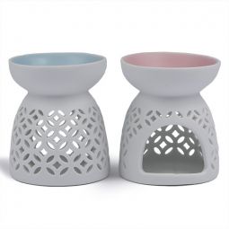 Ceramic Aroma Burner - 3.5" Blue Pink Moroccan Diffuser
