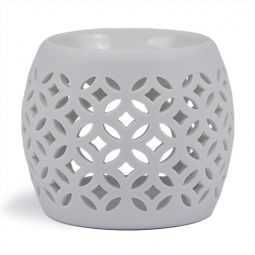 Ceramic Aroma Burner - 3.25" White Moroccan Diffuser