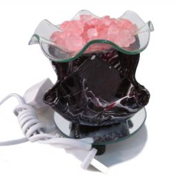 Electric Aroma Burner - 6" Black Glass Flame Diffuser with Dimmer