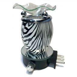 Electric Aroma Burner - Zebra Glass Mirrored Bottom Night Light with Dimmer