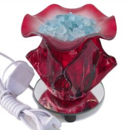 Electric Aroma Burner - 6" Red Flame Glass Diffuser with Dimmer