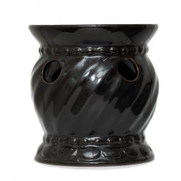 Ceramic Aroma Burner - 4.5" Black Swirl Design Diffuser
