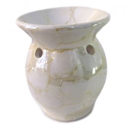 Ceramic Aroma Burner - 4" Yellow Round Diffuser with Marble Design