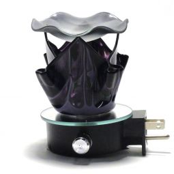Electric Aroma Burner - 4.5" Black Flame Glass Night Light with Dimmer