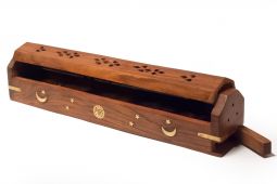 Natural Wooden Coffin Incense Holder Ash Catcher
