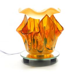 Electric Aroma Burner - 6" Orange Glass Flame Diffuser with Dimmer