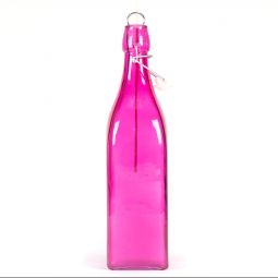 Square Glass Ash Catching Bottle - Pink