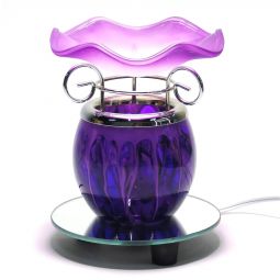 Electric Aroma Burner - 5.5" Purple Glass Round Diffuser with Purple Dish and Dimmer