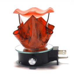 Electric Aroma Burner - 4.5" Red Flame Glass Night Light with Dimmer