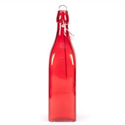 Square Glass Ash Catching Bottle - Red